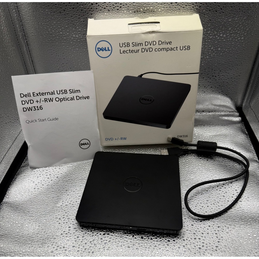 Dell External USB Slim DVD +/-RW Optical Drive DW316 Black